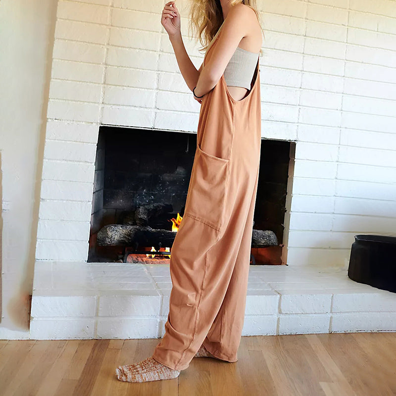 Wide Length Jumpsuit With Pockets