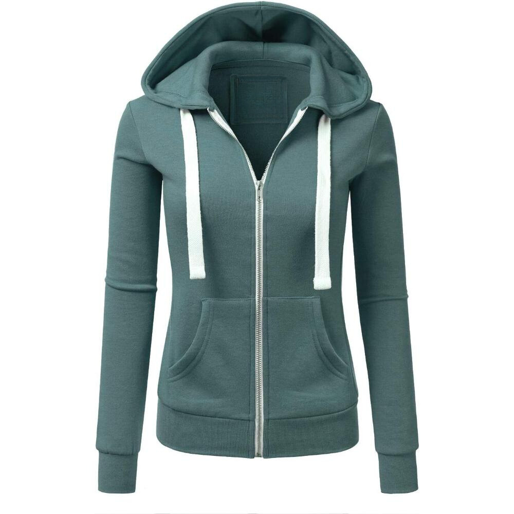 Zip Up Hooded Jacket With Drawstrings