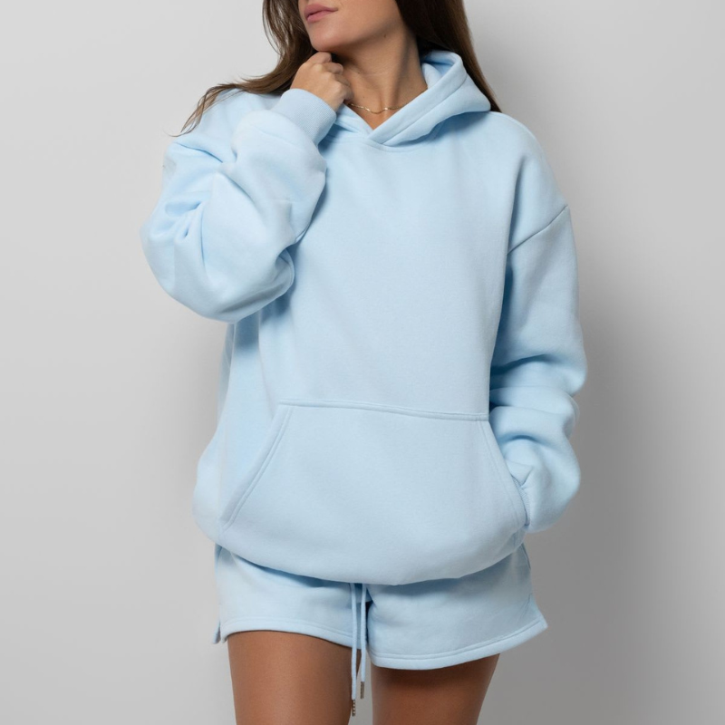 Pastel Hoodie And Shorts Set