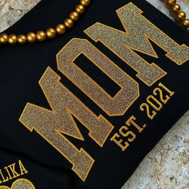 Custom MOM Sweatshirt With Embroidered Names