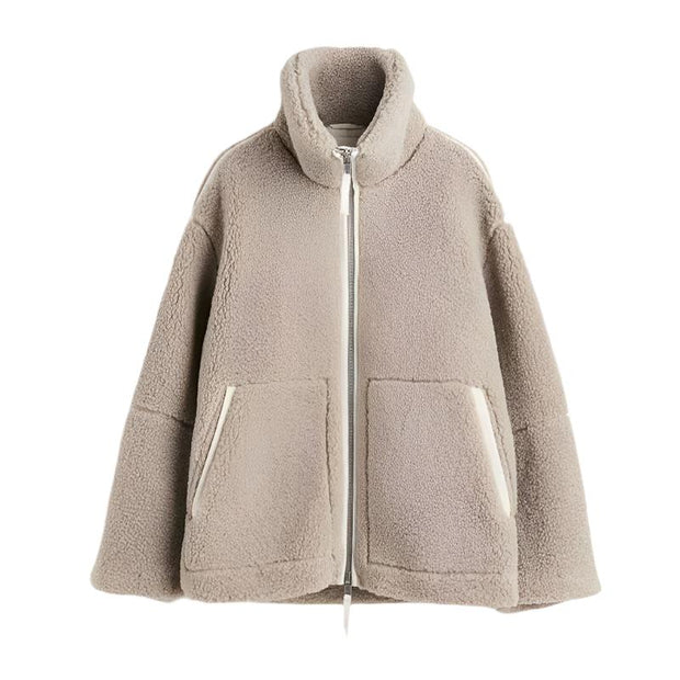 Soft Sherpa Zippered Jacket With Pockets