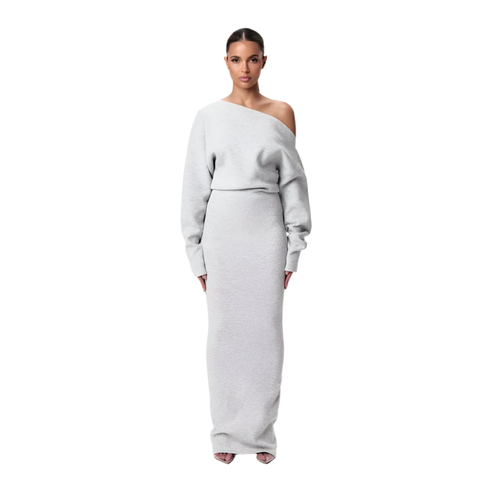 Long Sleeve Knit Maxi Dress With Modern Silhouette