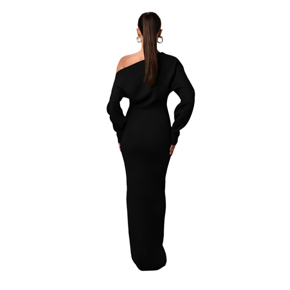 Long Sleeve Knit Maxi Dress With Modern Silhouette