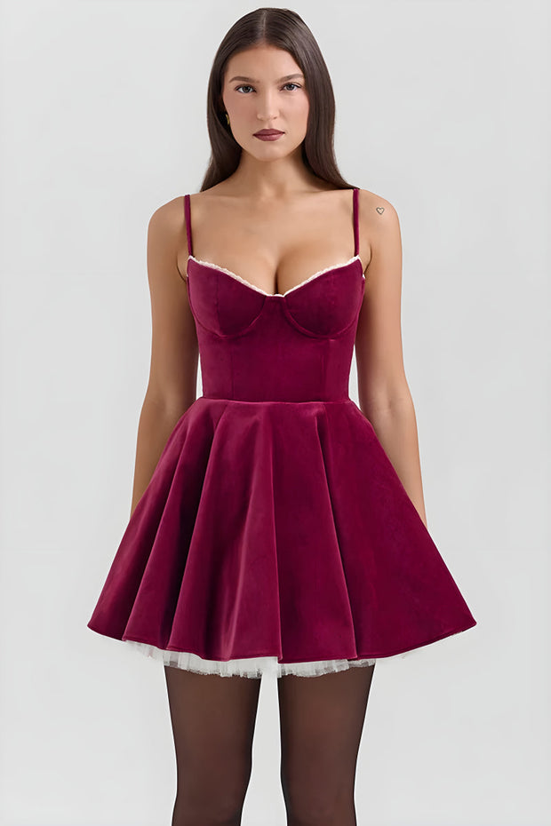 Flared Satin Mini Dress