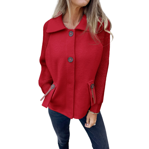 Buttoned Front Casual Knit Jacket