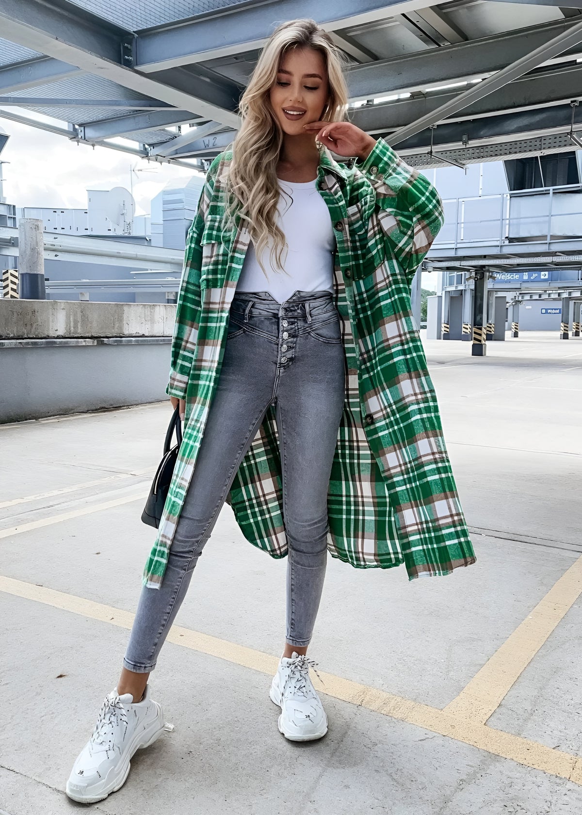 Long Sleeve Plaid Patterned Shirt