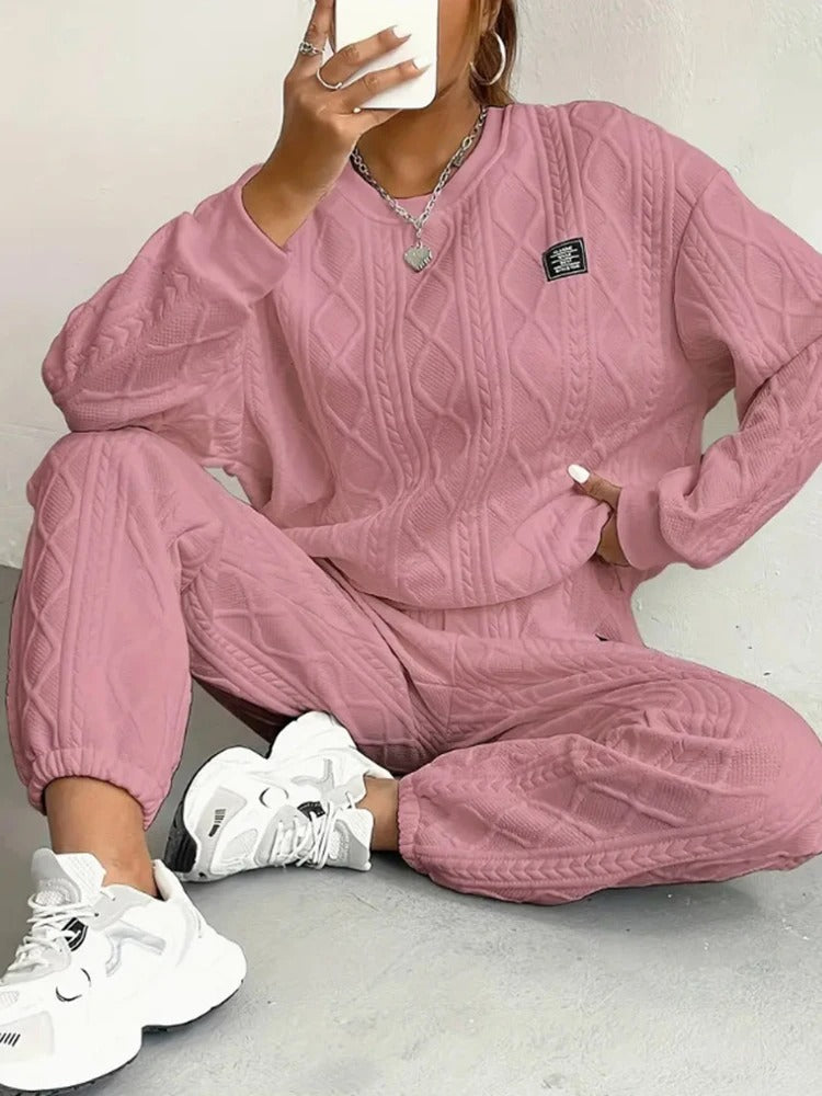 2 Piece Casual Sweatshirt And Comfy Pant Set