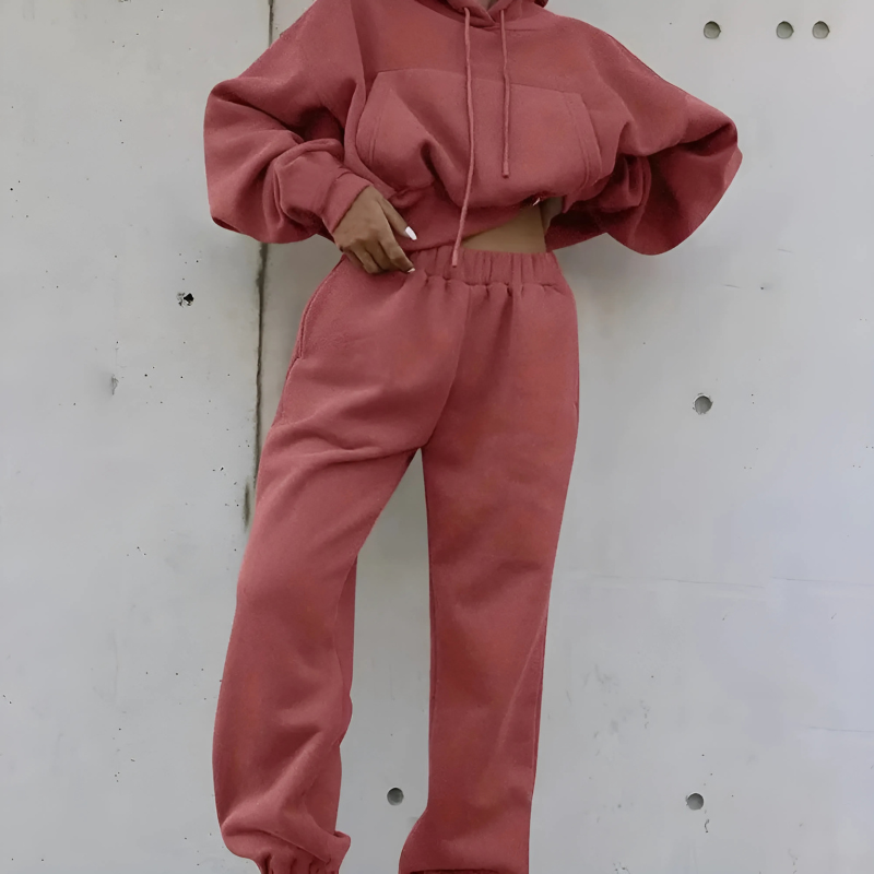 Two Piece Hooded Tracksuit Set