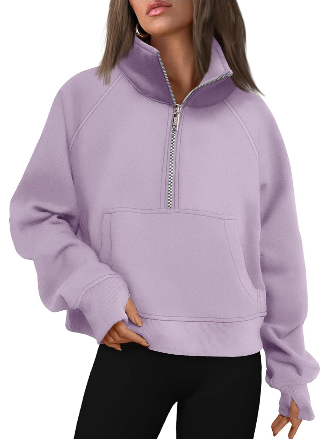 Half Zip Cropped Pullover Top