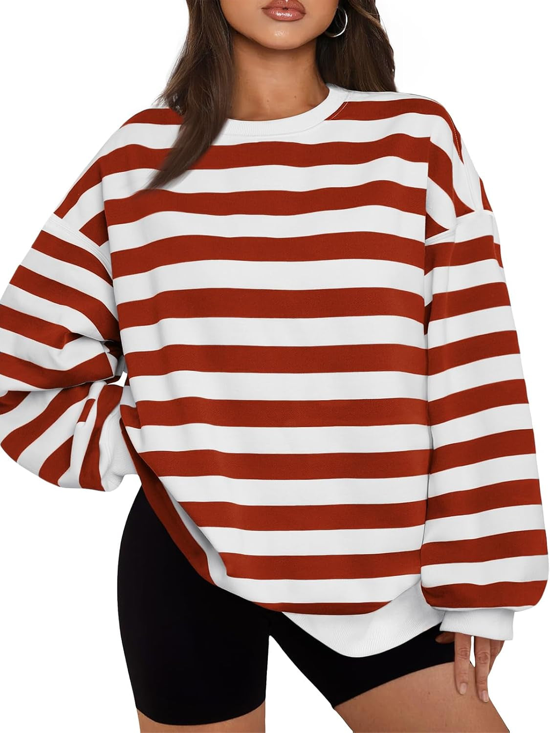 Striped And Printed Oversized Sweatshirt