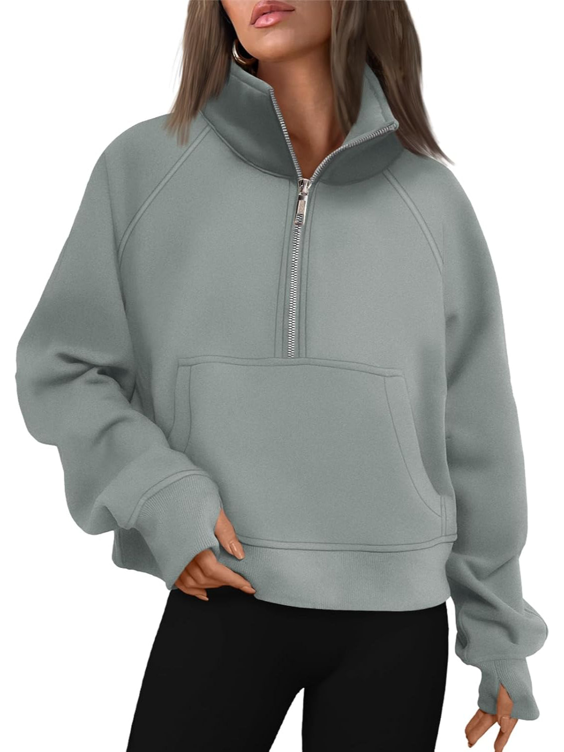 Cozy Half Zip Cropped Pullover Top