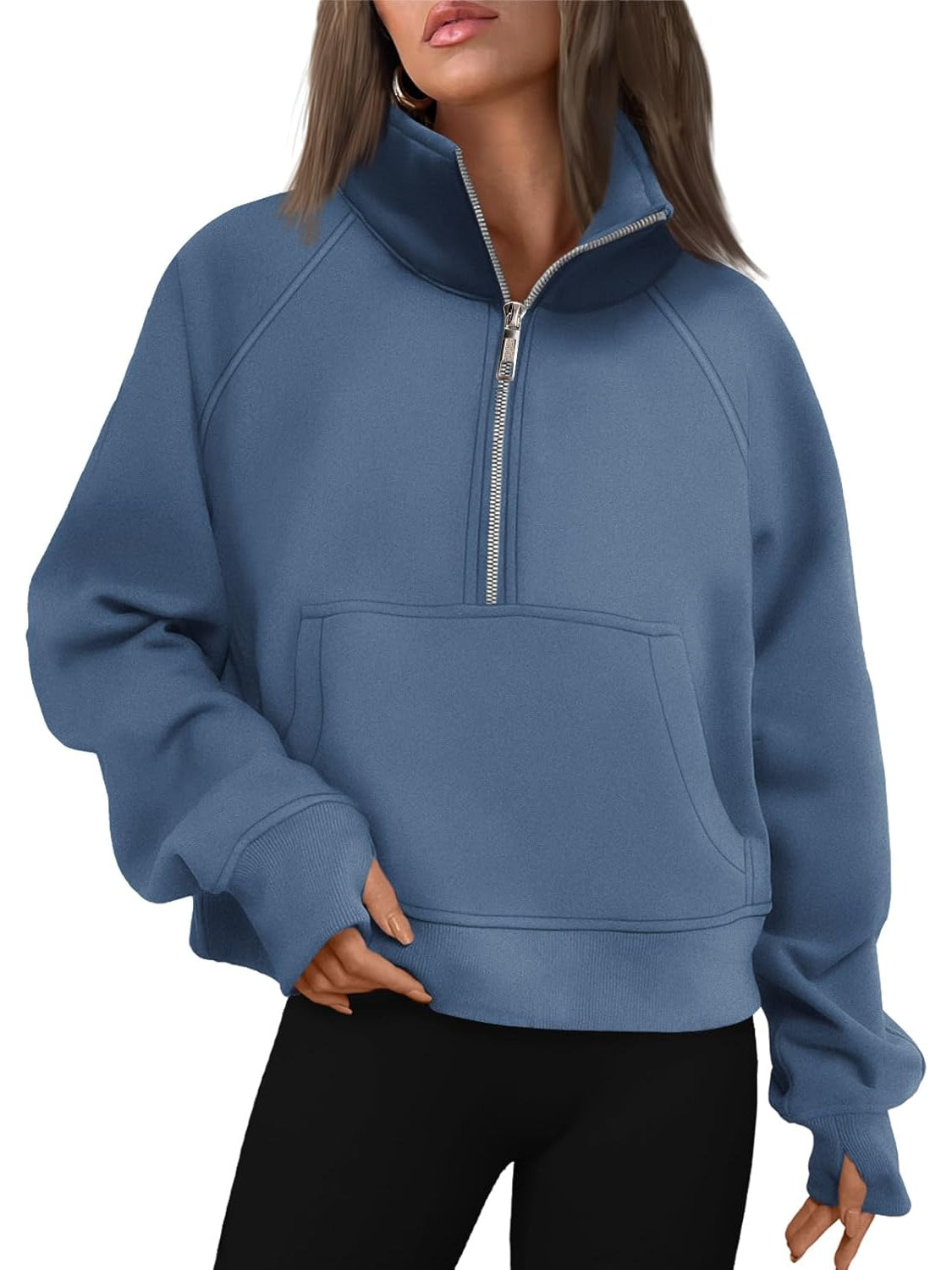 Half Zip Cropped Pullover Top