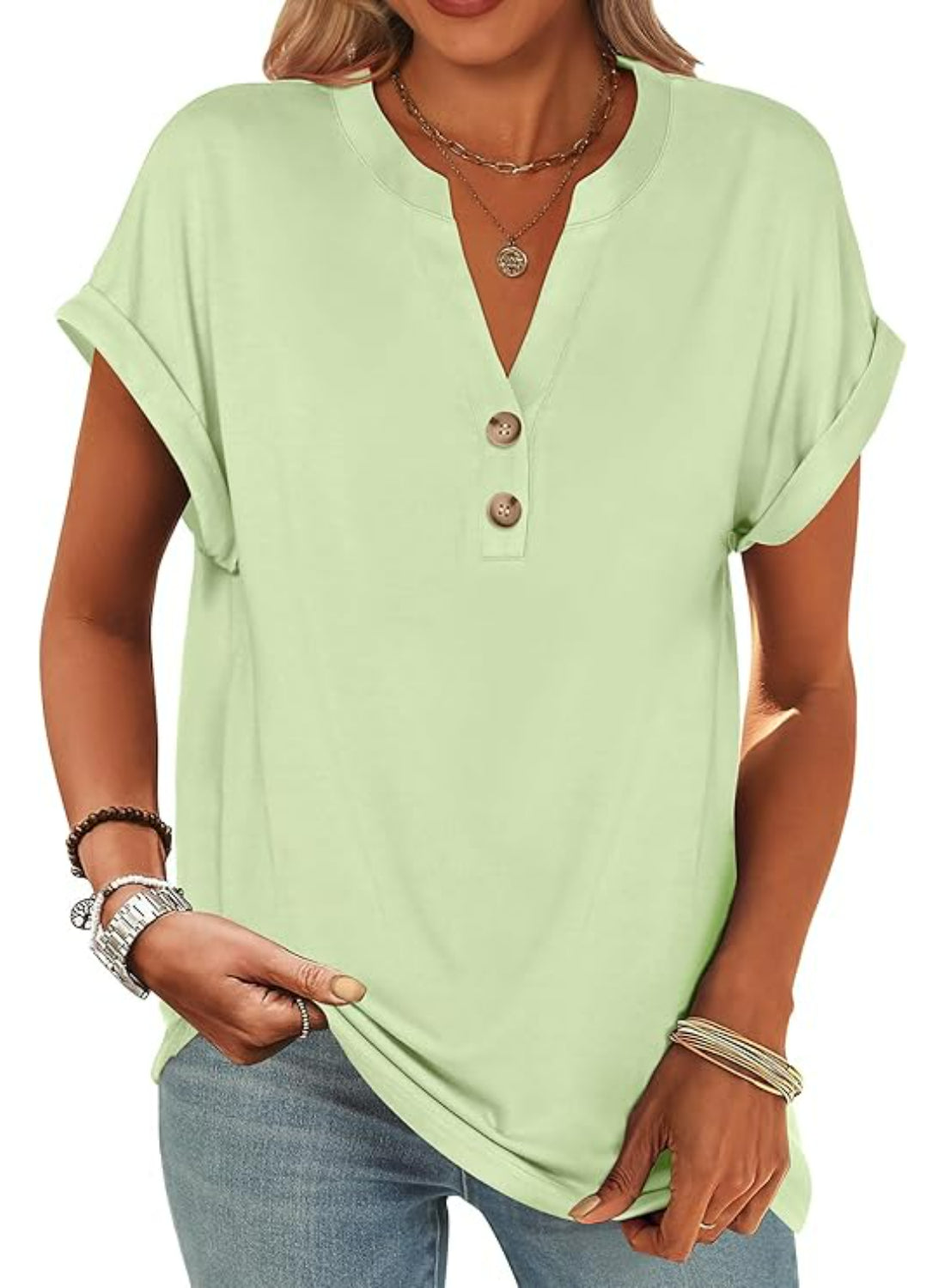Casual Short Sleeve Loose Fit Tops For Women
