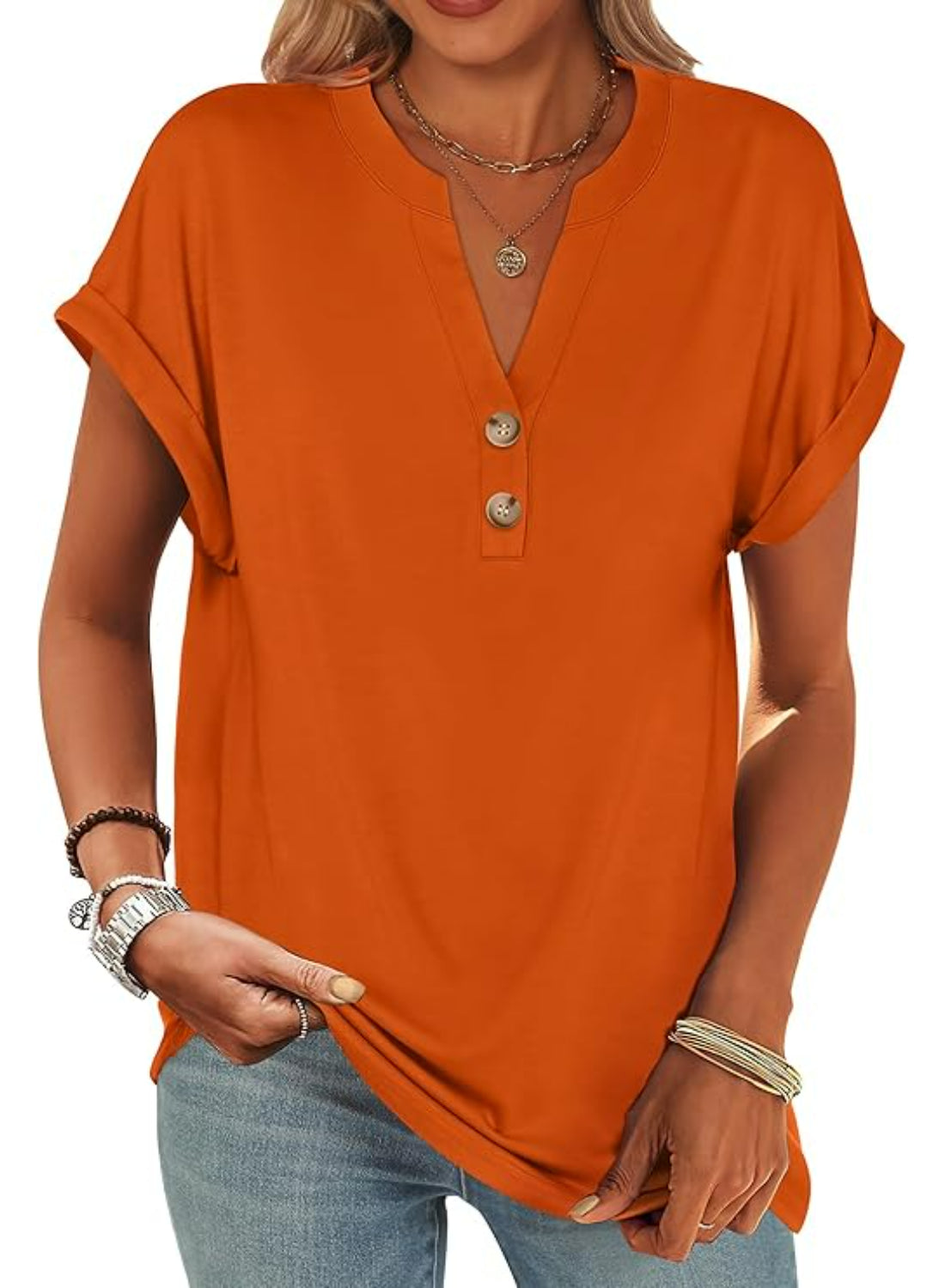 Casual Short Sleeve Loose Fit Tops For Women