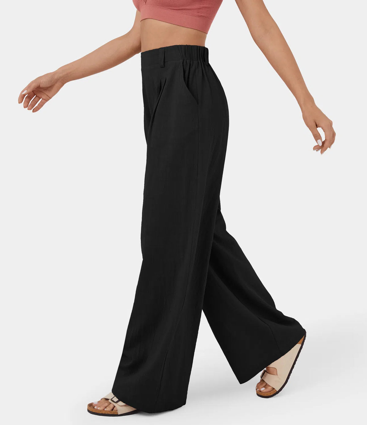 Flowy Solid Palazzo Pants With Side Pockets