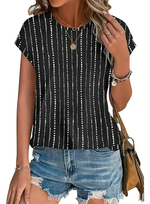 Casual Printed Tops With Crew Style Fit