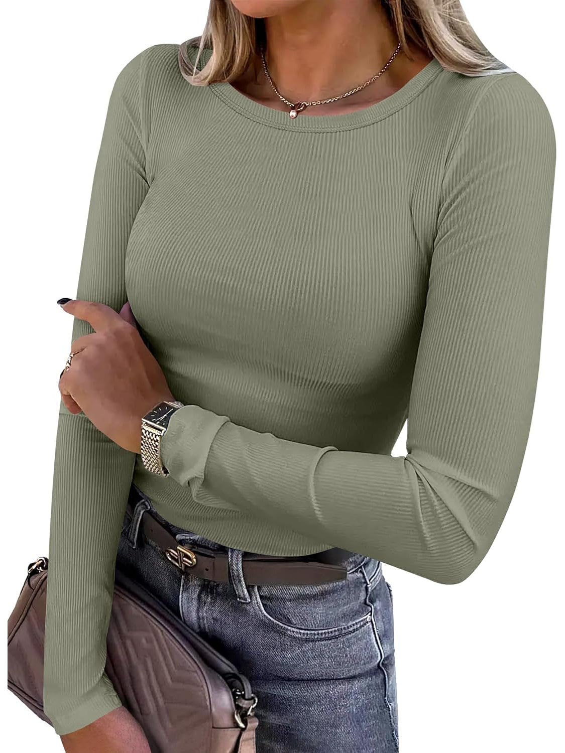 Ribbed Long Sleeve Slim Fit Top