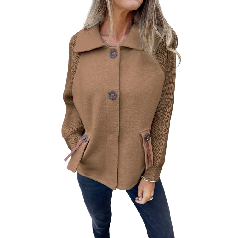 Buttoned Front Casual Knit Jacket