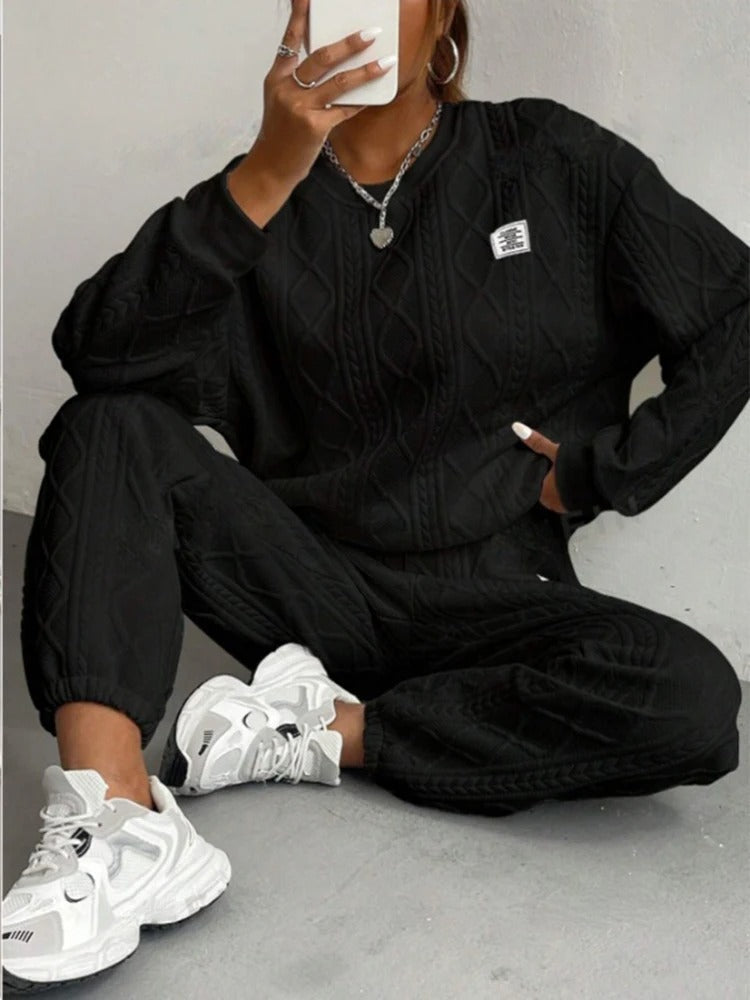 2 Piece Casual Sweatshirt And Comfy Pant Set