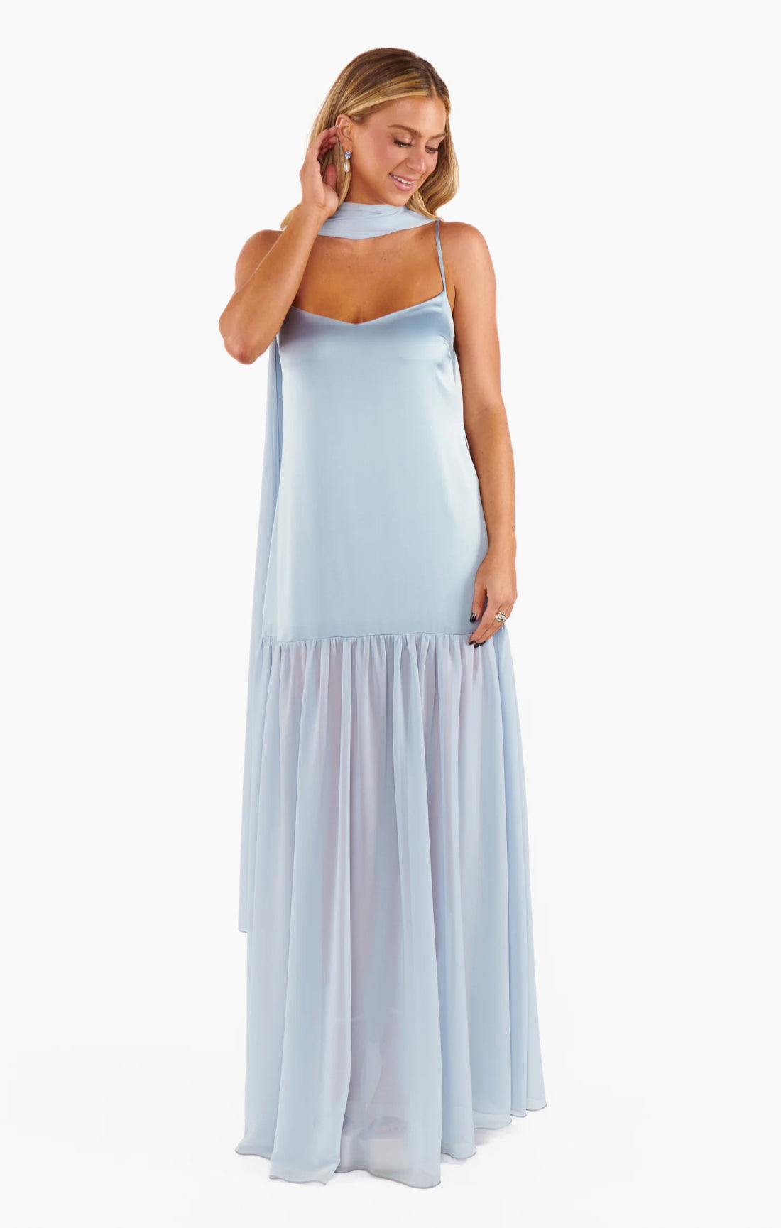 Spaghetti Strap Satin Maxi Dress