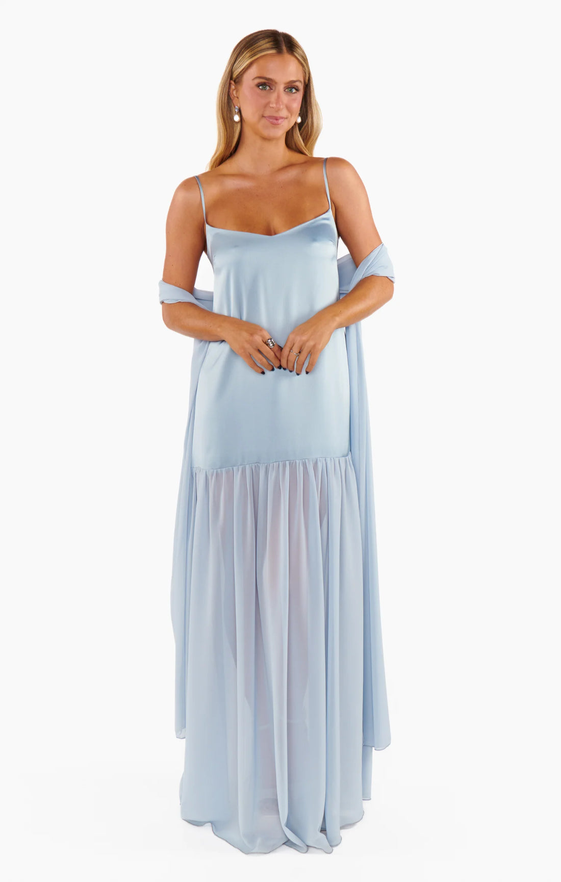 Spaghetti Strap Satin Maxi Dress