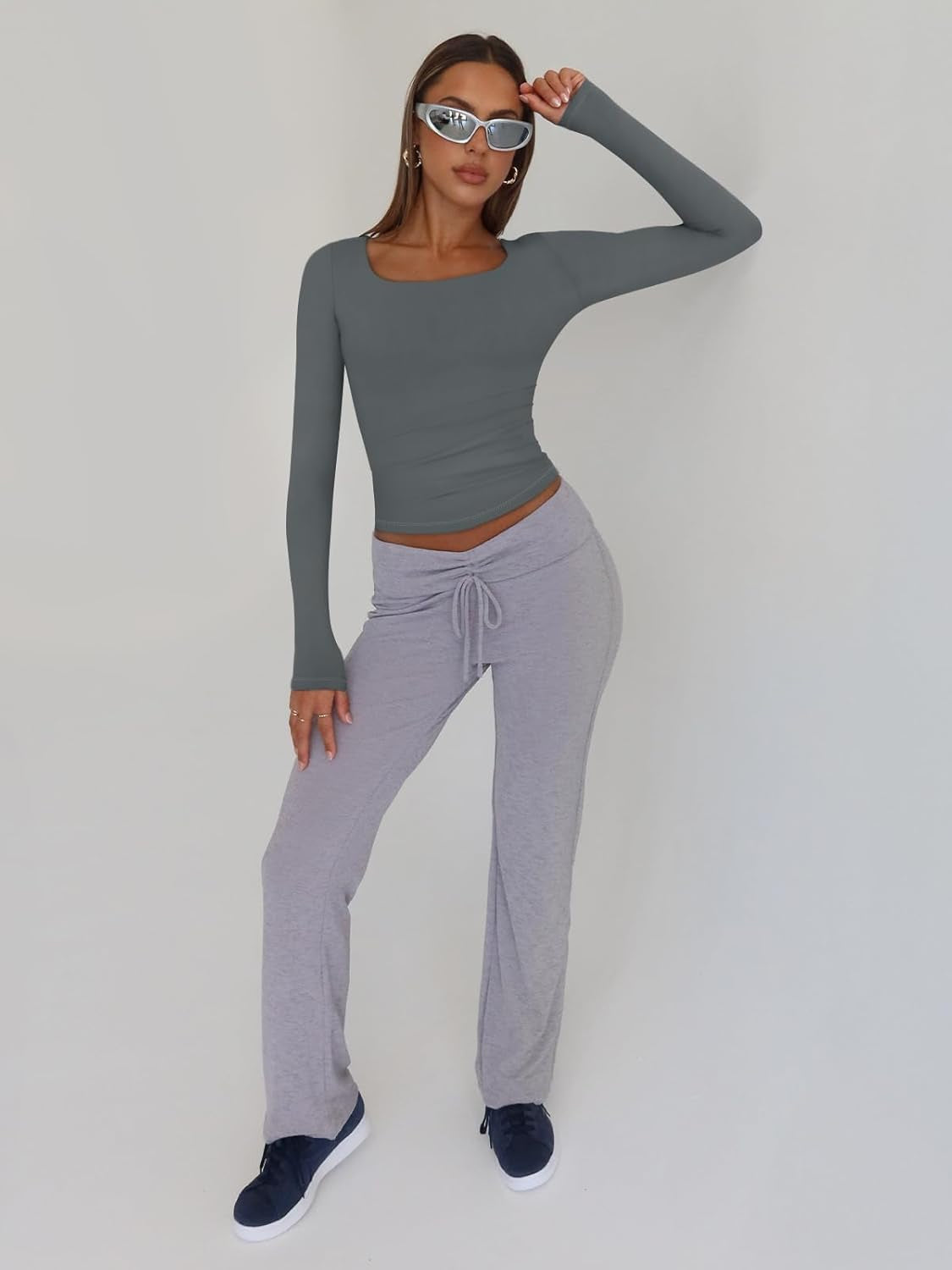 Casual Long Sleeve Crop Tops