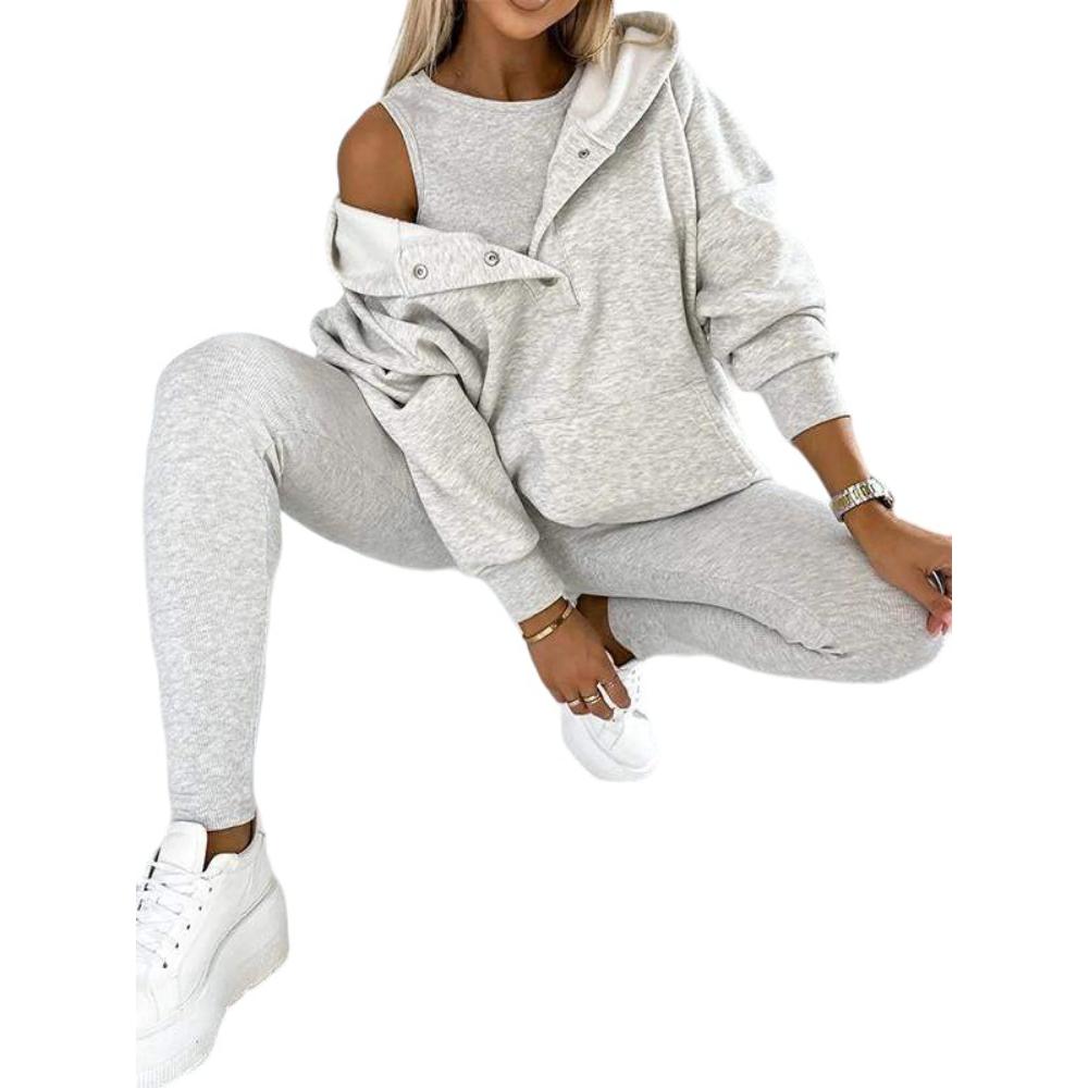 Cozy Knit Lounge Set With Textured Leggings And Hoodie