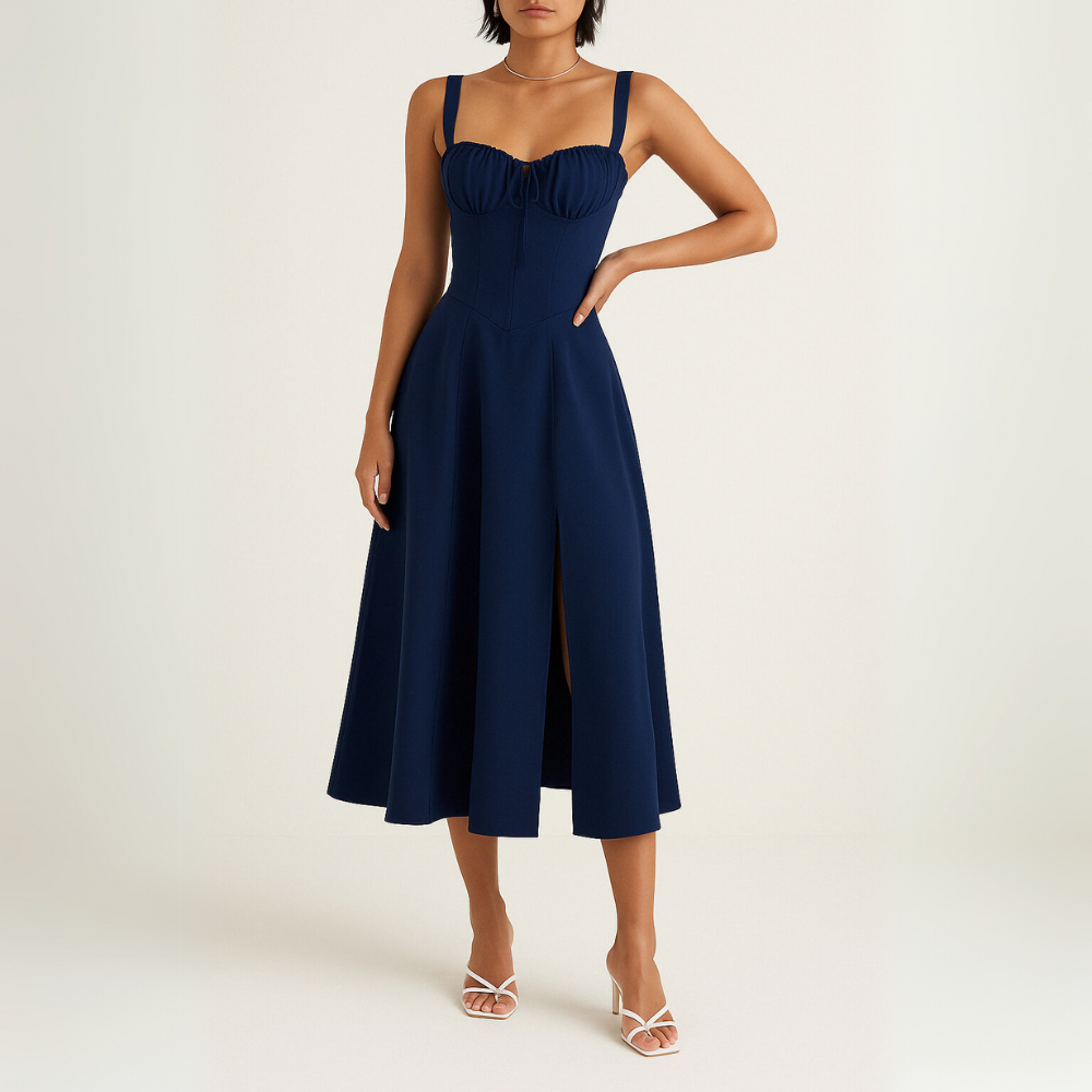 Floral Bustier Midi Dress With Shaper