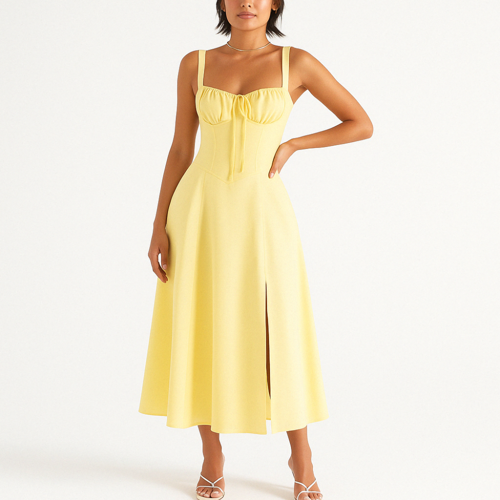 Floral Bustier Midi Dress With Shaper