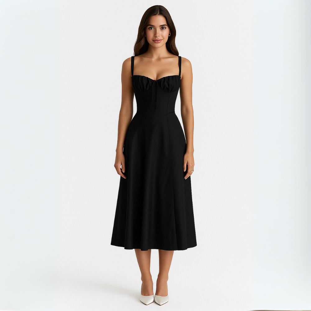 Floral Bustier Midi Dress With Shaper
