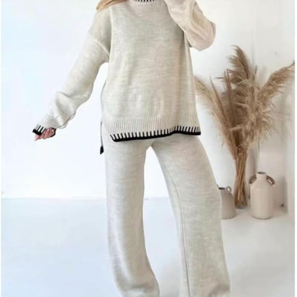 Knitted Long Sleeve Top And Trouser Coord Set