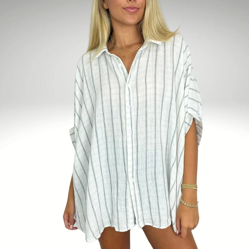 Minimalist Striped Design Collared Shirt