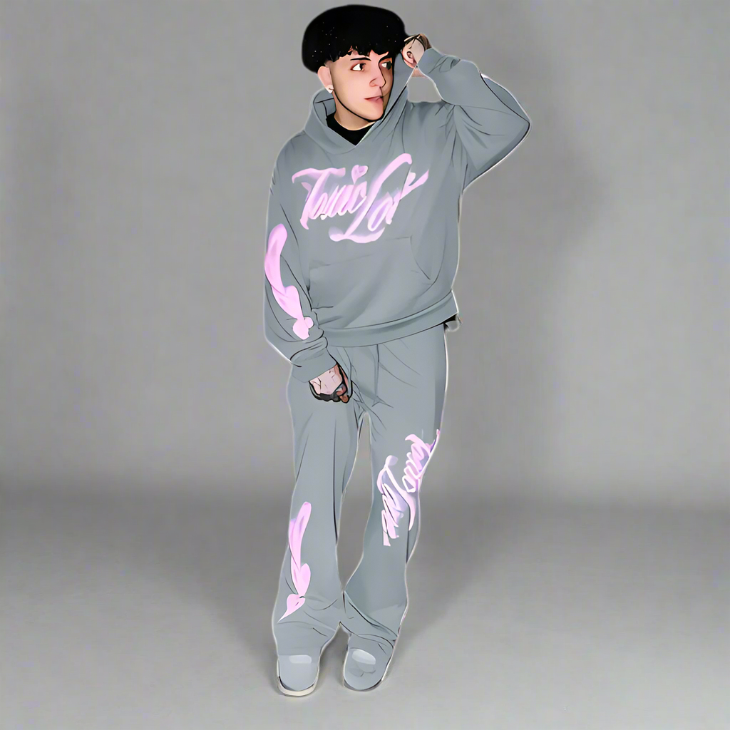 Artistic Graphic Hoodie And Jogger Set