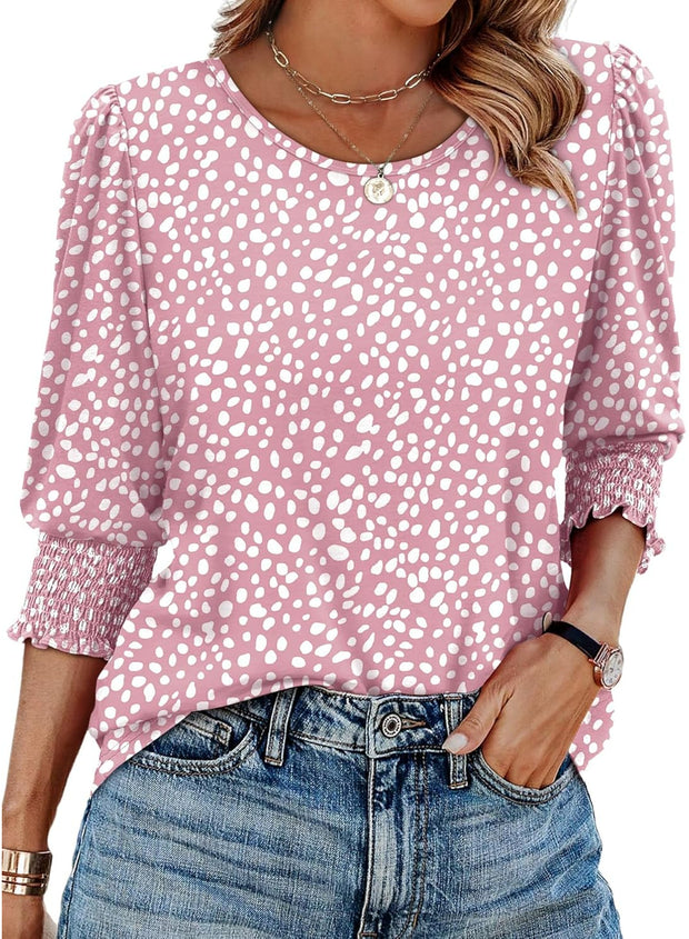 Blouses Women Dressy Casual With 3 By 4 Sleeve Printed Top