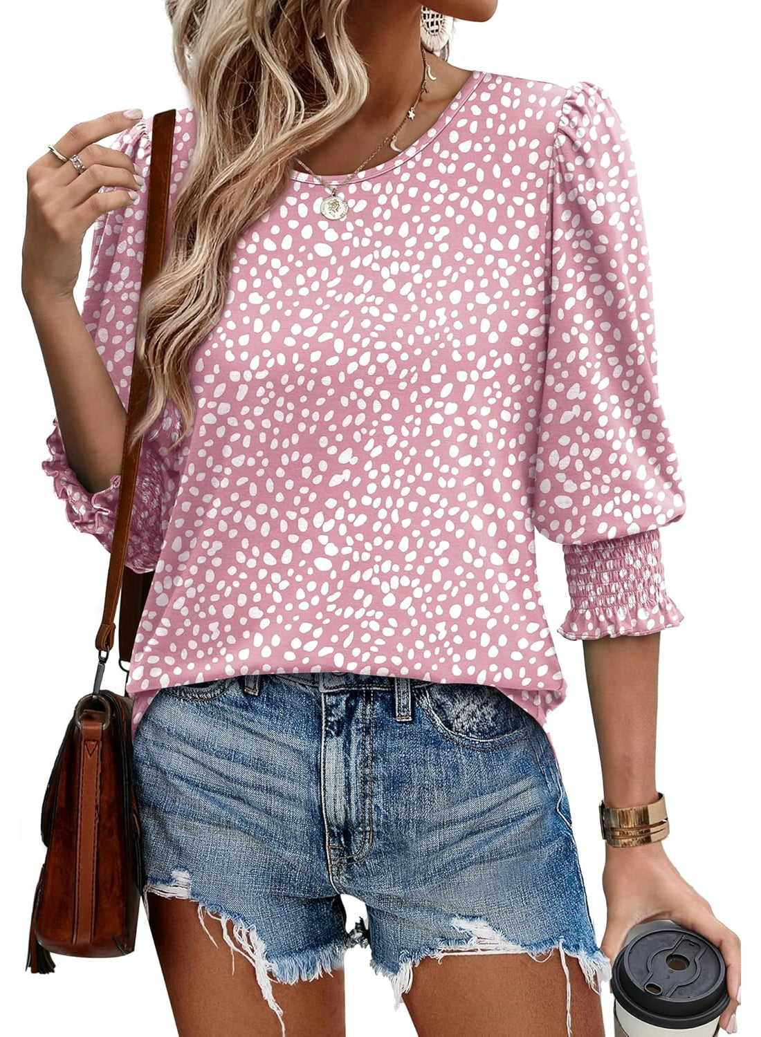 Blouses Women Dressy Casual With 3 By 4 Sleeve Printed Top