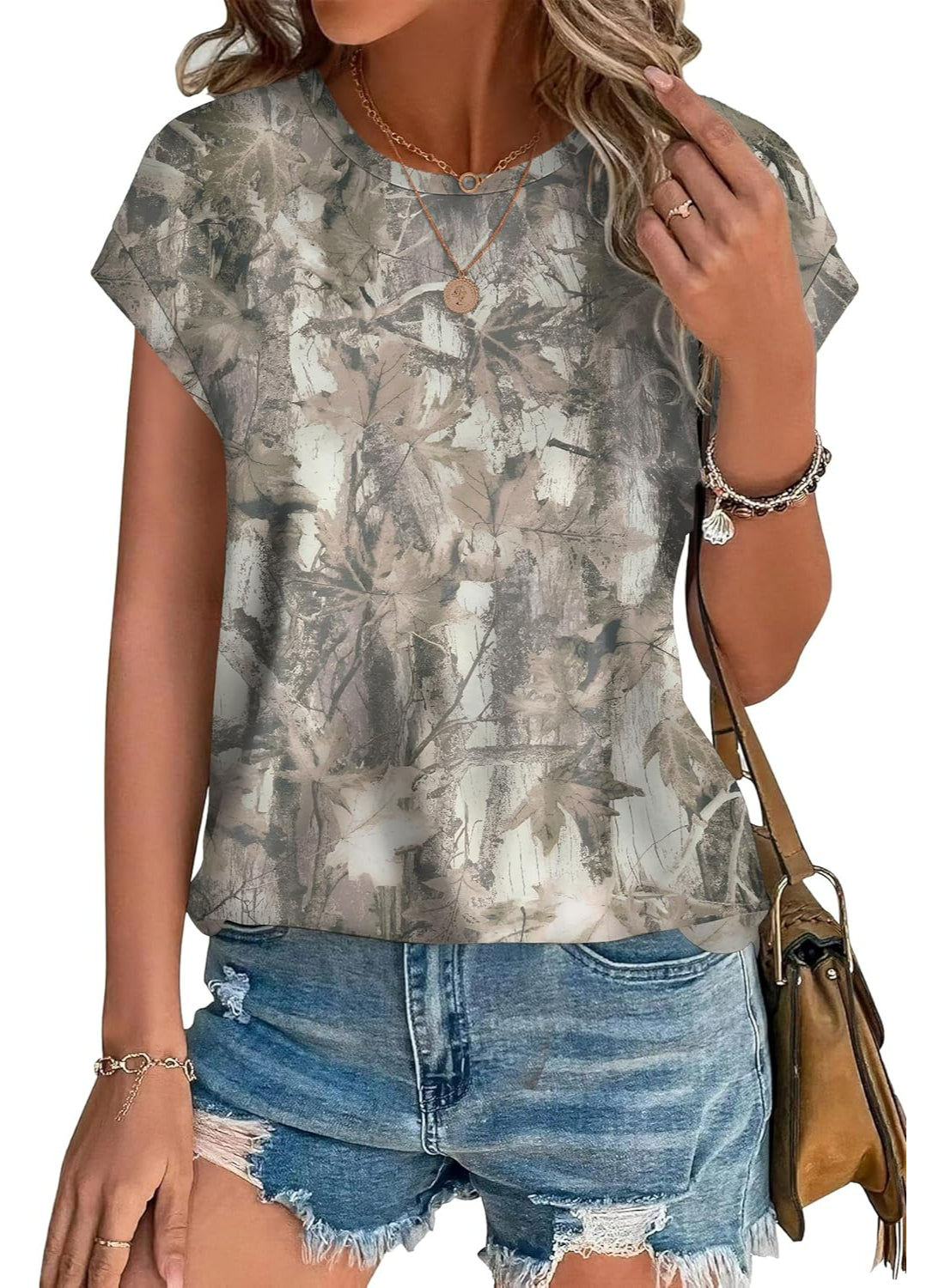 Casual Printed Tops With Crew Style Fit