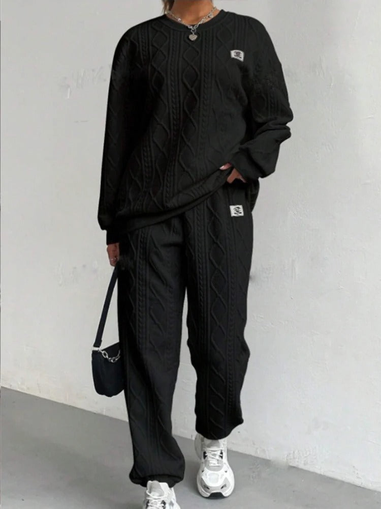 2 Piece Casual Sweatshirt And Comfy Pant Set