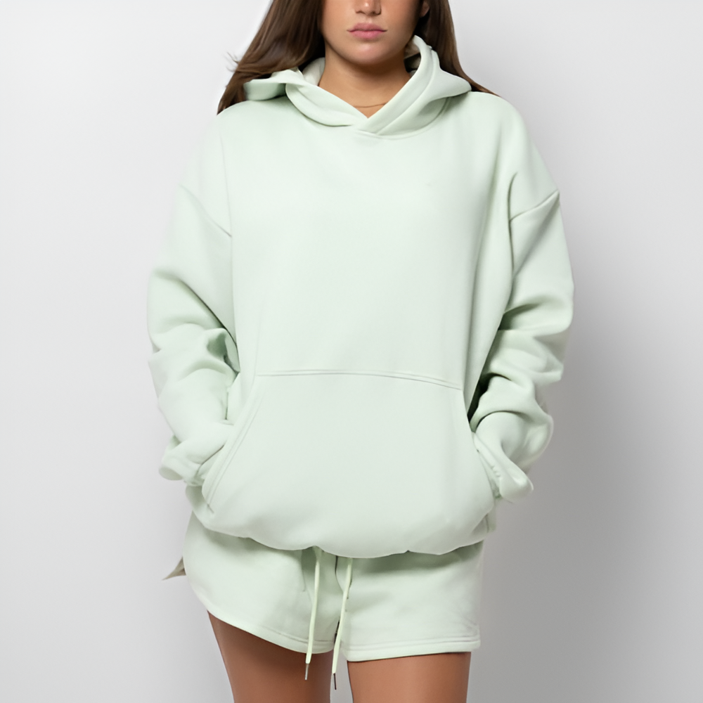 Pastel Hoodie And Shorts Set