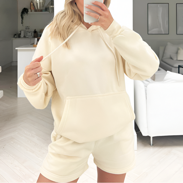 Pastel Hoodie And Shorts Set