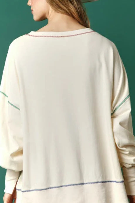 Christmas Sequin Print Crew Long Sleeve Sweatshirt
