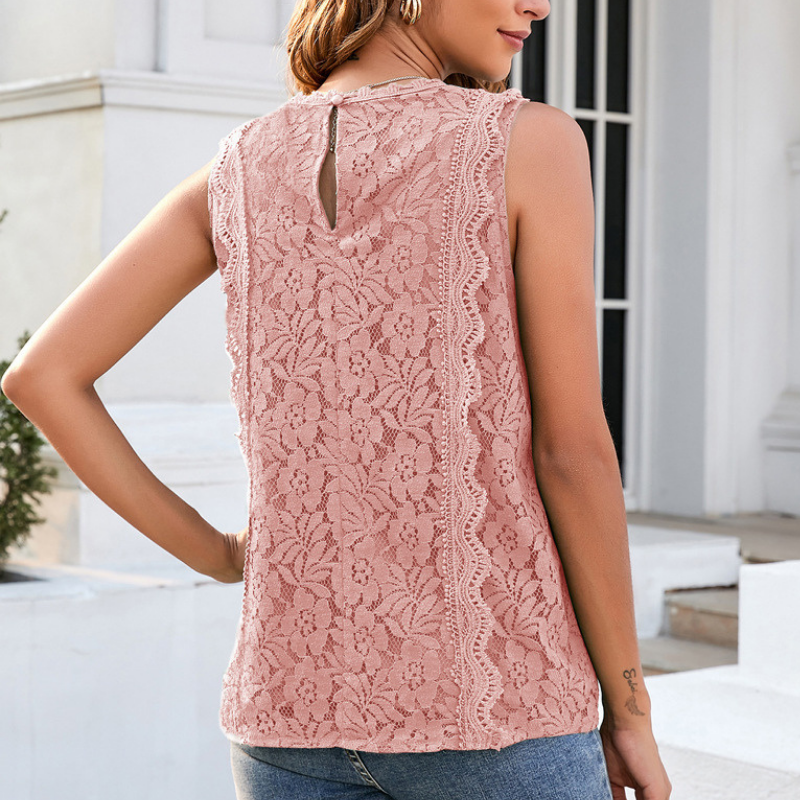 Sleeve Less Knitted Laced Blouse