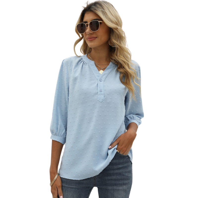 Textured Three - Quarter Sleeves Blouse – My Comfy Blouse