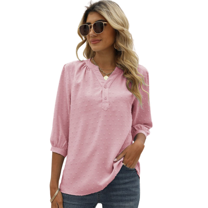 Textured Three - Quarter Sleeves Blouse – My Comfy Blouse
