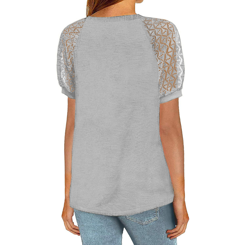 Laced Short Sleeves Blouse