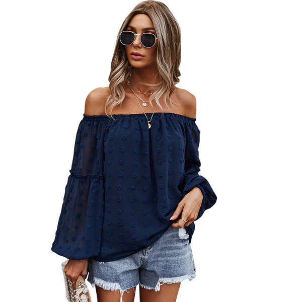 Off-Shoulder Full Sleeved Textured Blouse – My Comfy Blouse