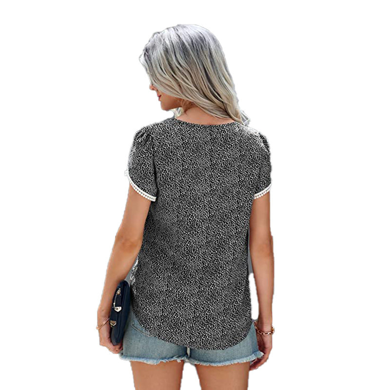Causal Tulip Laced Short Sleeves Blouse