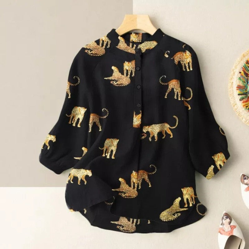 Meridian Collar Leopard Print Shirt