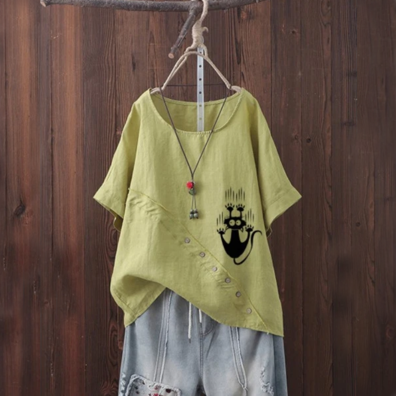 Catch the Cat Summer Blouse