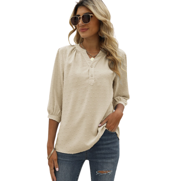 Textured Three - Quarter Sleeves Blouse – My Comfy Blouse