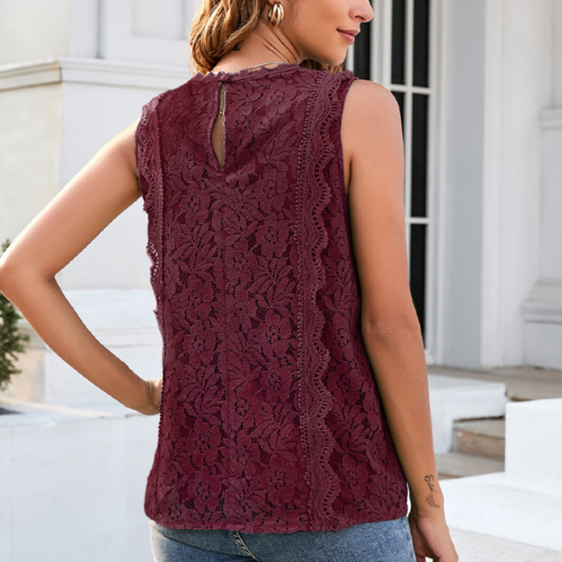 Sleeve Less Knitted Laced Blouse